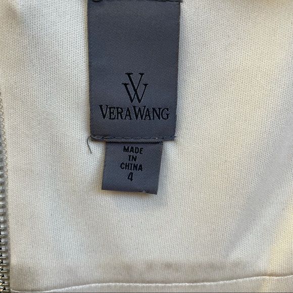 Authentic Vera Wang Cream Lace Midi Sheath Dress V-Neck - Picture 6 of 6